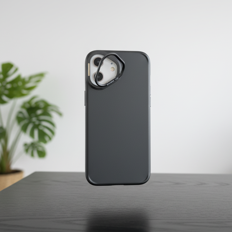 iPhone 17 Series: Matte Skin Sold Case with Camera Kickstand