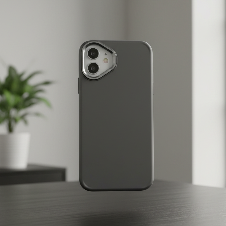 iPhone 17 Series: Matte Skin Sold Case with Camera Kickstand
