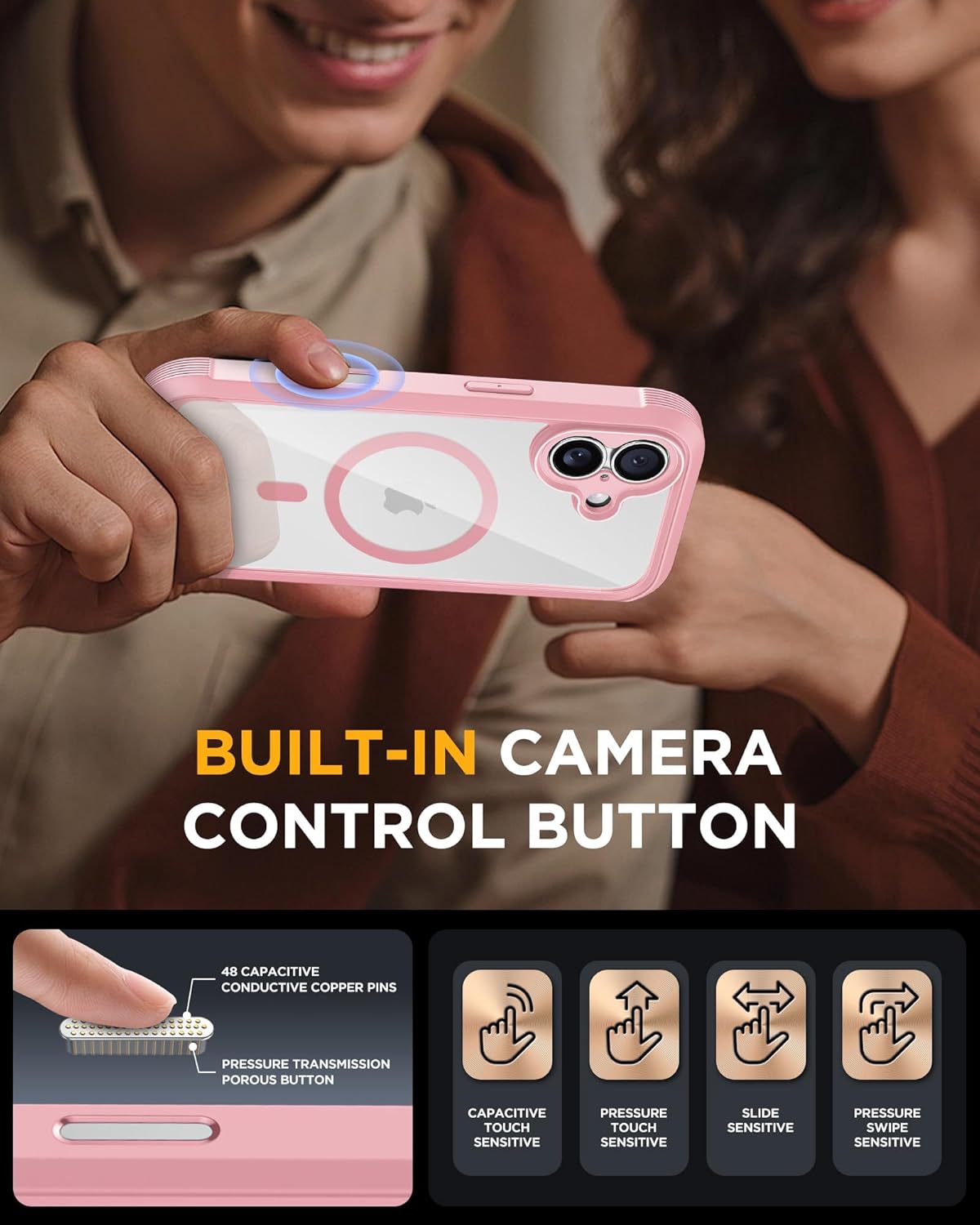 iPhone 17 360° Protection Case [PINK] : Front Screen + Back Cover + Camera Protection Inbuilt