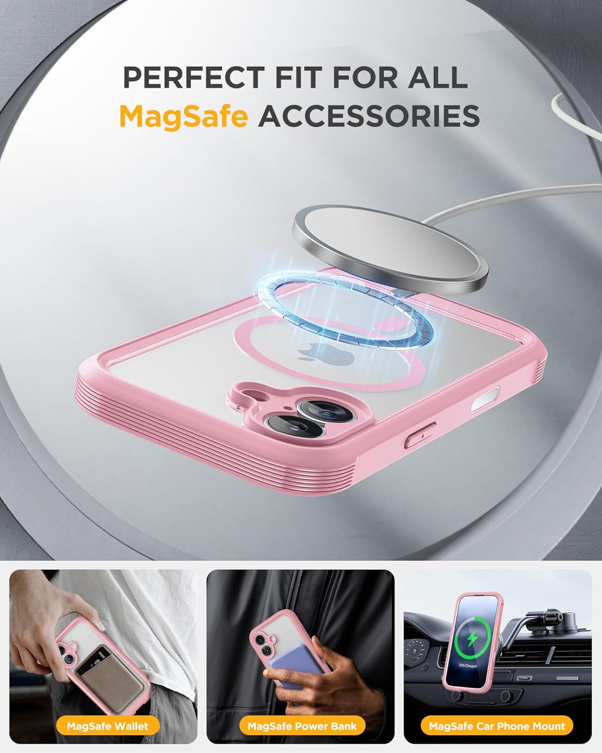 iPhone 17 360° Protection Case [PINK] : Front Screen + Back Cover + Camera Protection Inbuilt