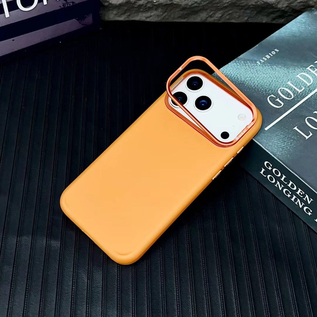 iPhone 17 Series: Matte Skin Sold Case with Camera Kickstand