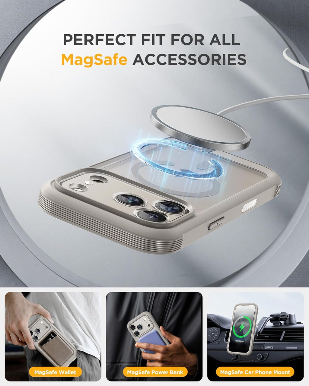 iPhone 17 Pro Max 360° Protection Case [GREY] : Front Screen + Back Cover + Camera Protection Inbuilt