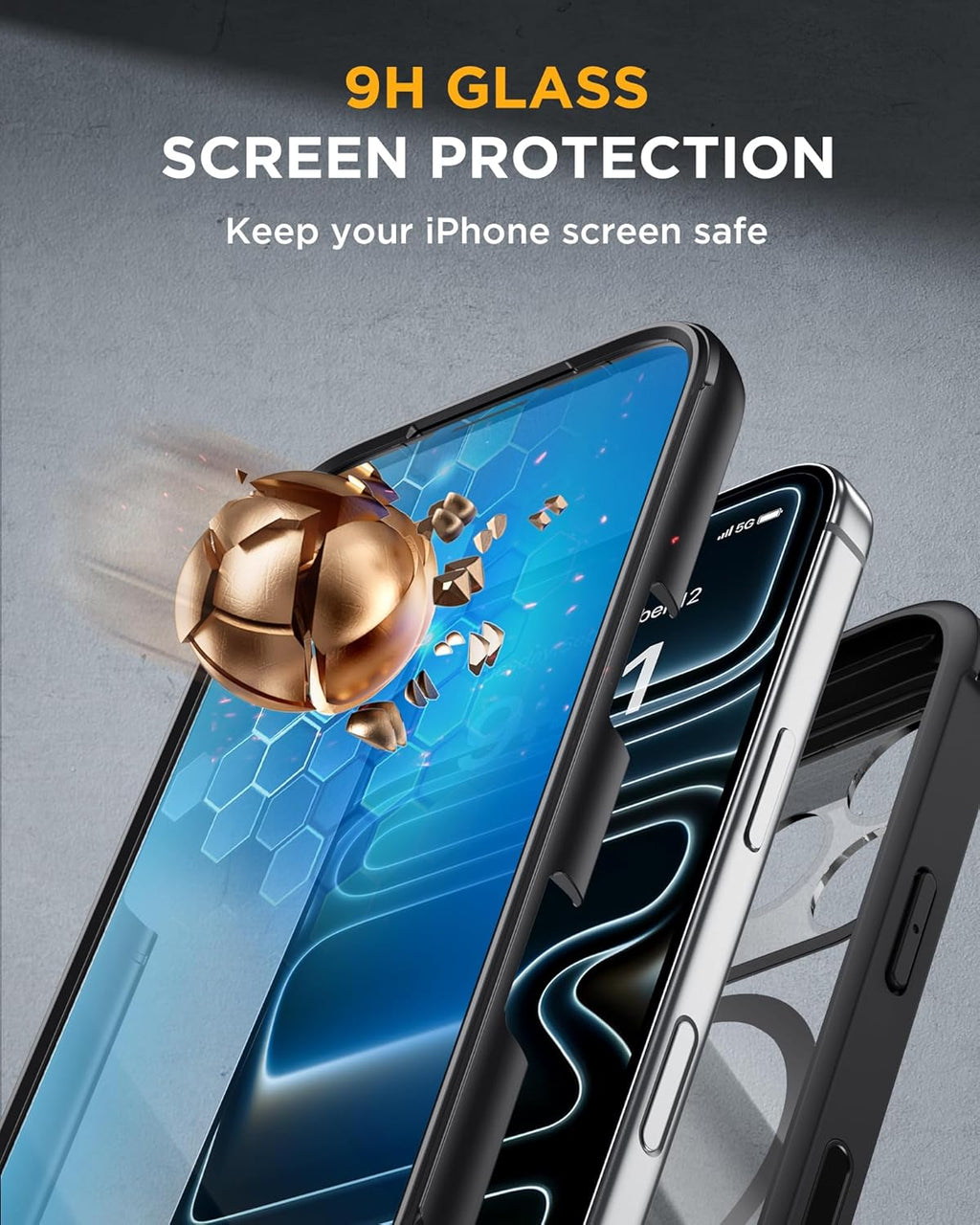 iPhone 17 Pro Max 360° Protection Case [BLACK] : Front Screen + Back Cover + Camera Protection Inbuilt