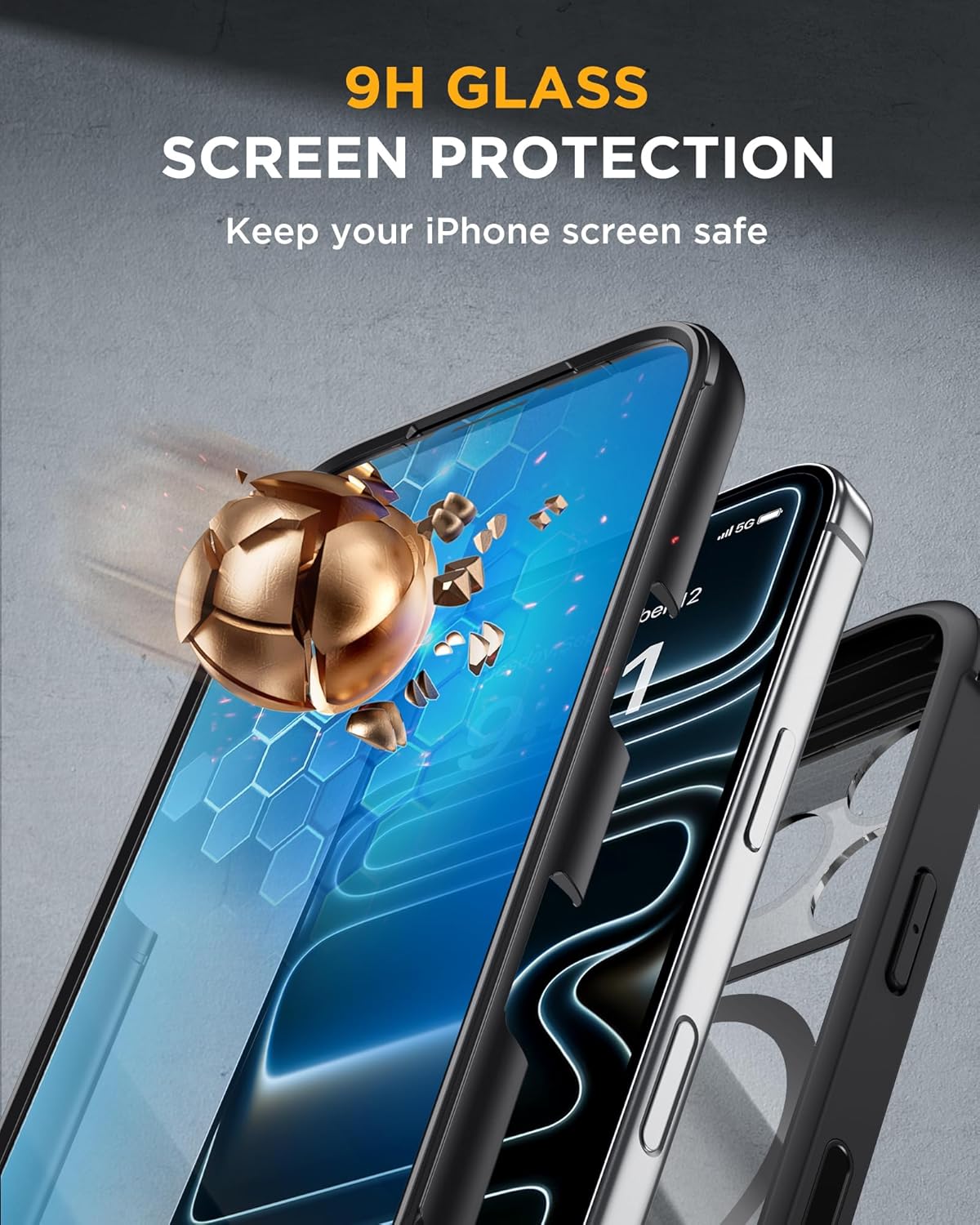 iPhone 17 Pro Max 360° Protection Case [BLACK] : Front Screen + Back Cover + Camera Protection Inbuilt