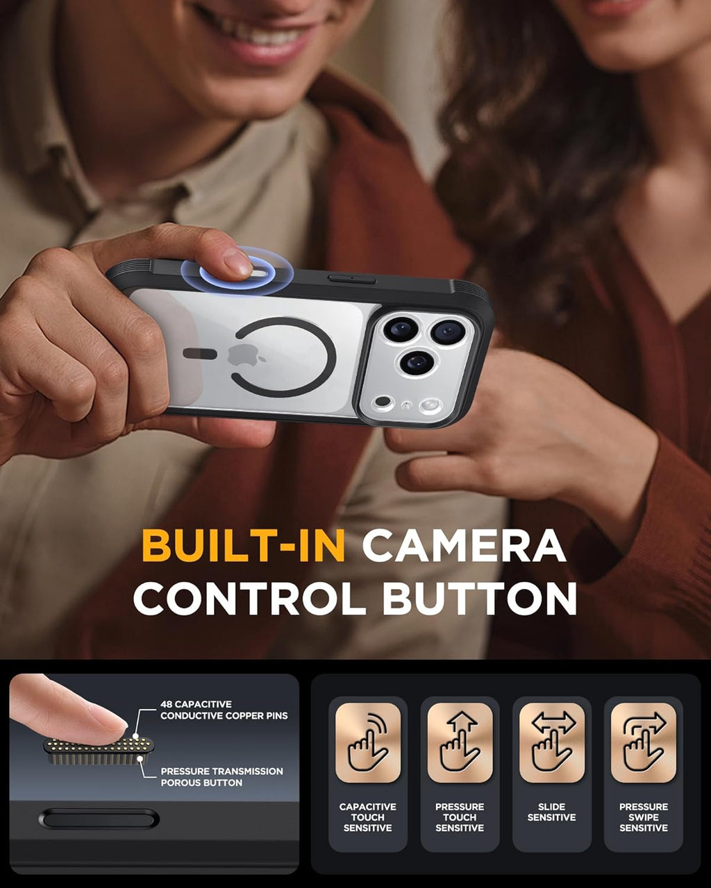 iPhone 17 Pro Max 360° Protection Case [BLACK] : Front Screen + Back Cover + Camera Protection Inbuilt