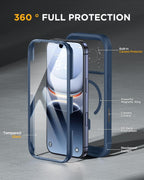 iPhone 17 Pro Max 360° Protection Case [BLUE] : Front Screen + Back Cover + Camera Protection Inbuilt