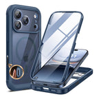 iPhone 17 Pro Max 360° Protection Case [BLUE] : Front Screen + Back Cover + Camera Protection Inbuilt