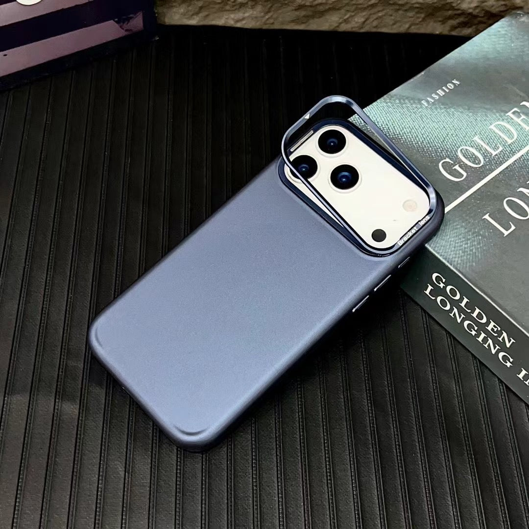 iPhone 17 Series: Matte Skin Sold Case with Camera Kickstand