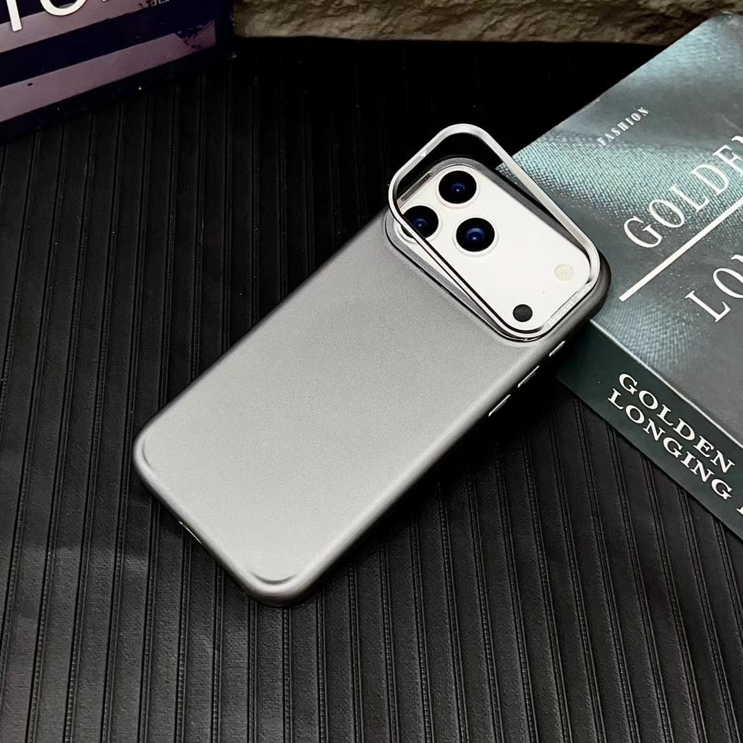 iPhone 17 Series: Matte Skin Sold Case with Camera Kickstand