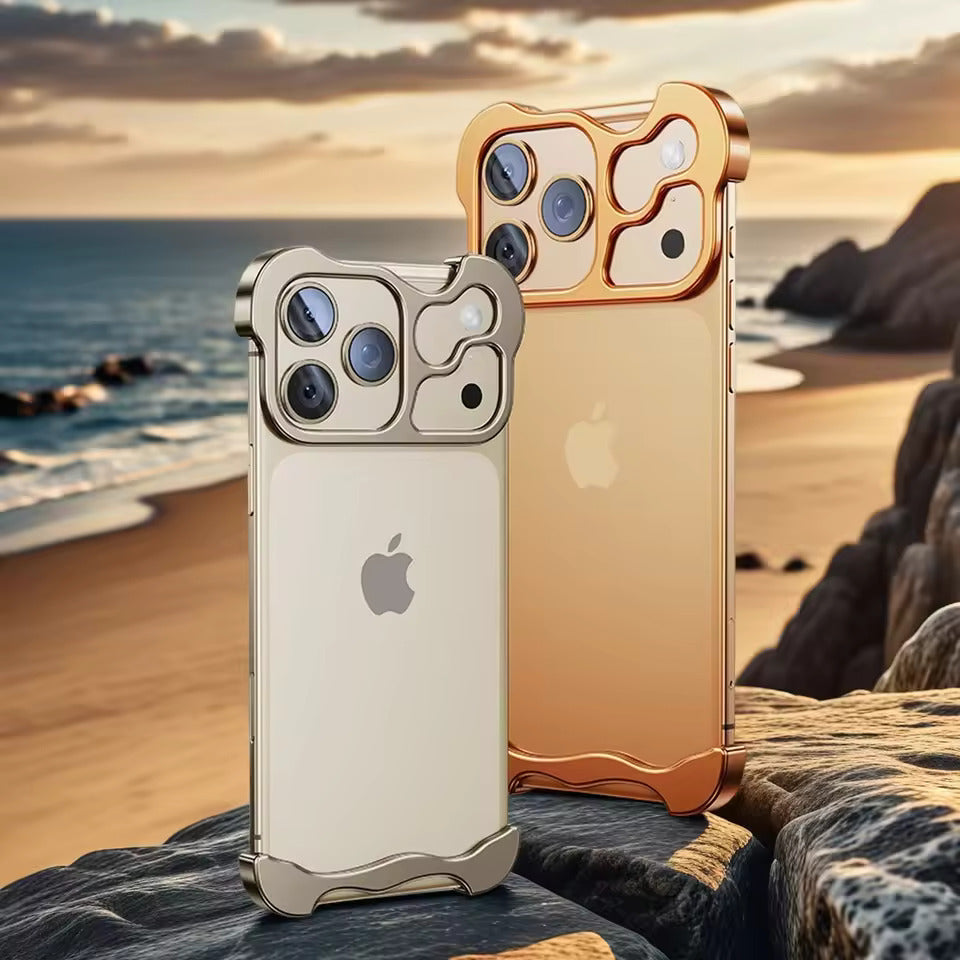 iPhone 17 Series: Minimalist Titanium Metal Bumper Case