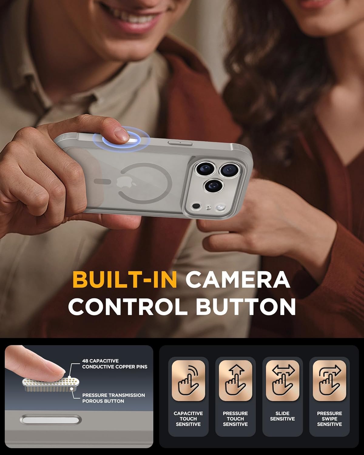 iPhone 17 Pro 360° Protection Case [GREY] : Front Screen + Back Cover + Camera Protection Inbuilt