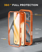 iPhone 17 Pro Max 360° Protection Case [ORANGE] : Front Screen + Back Cover + Camera Protection Inbuilt