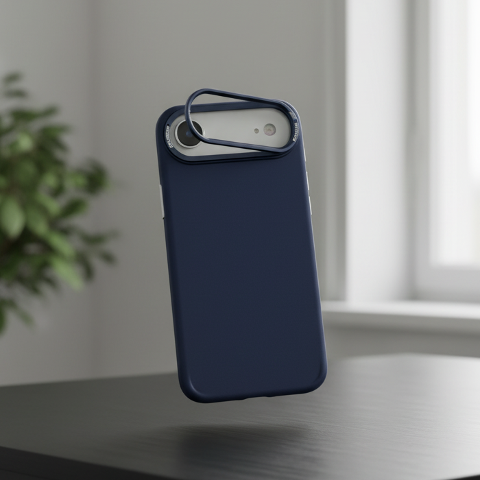 iPhone 17 Series: Matte Skin Sold Case with Camera Kickstand