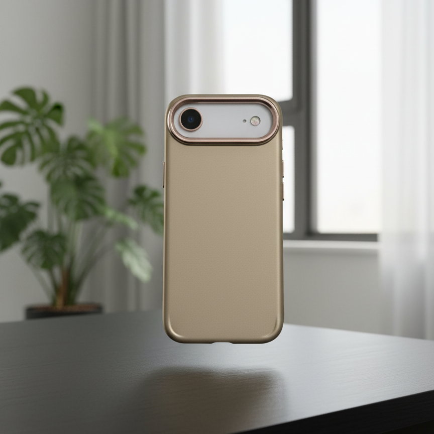 iPhone 17 Series: Matte Skin Sold Case with Camera Kickstand