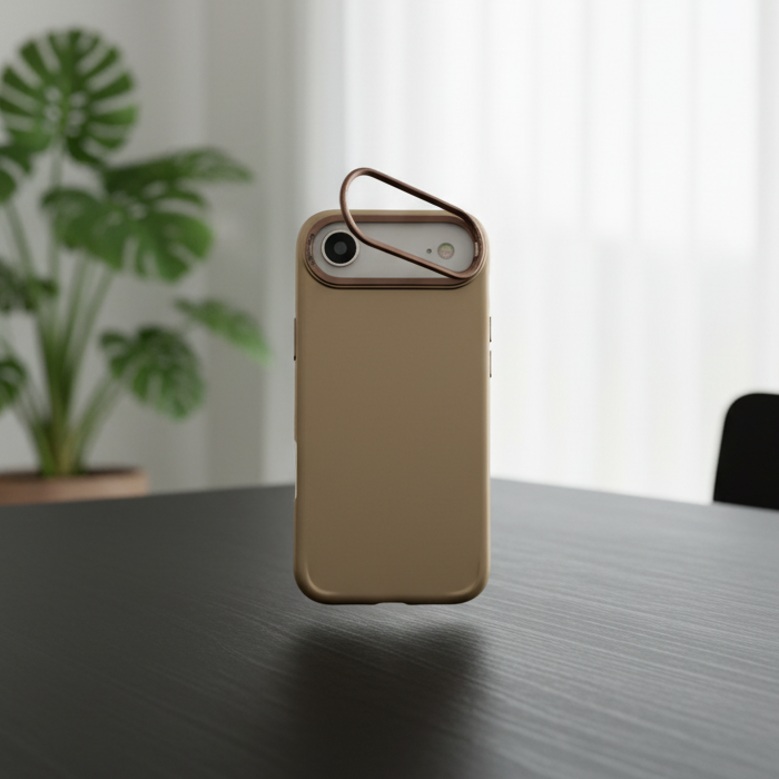 iPhone 17 Series: Matte Skin Sold Case with Camera Kickstand