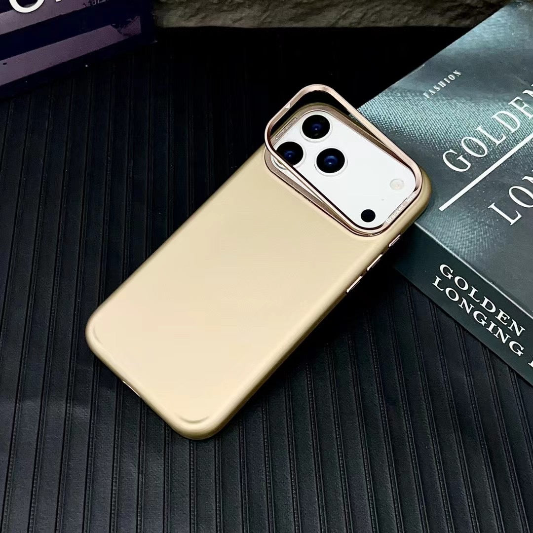 iPhone 17 Series: Matte Skin Sold Case with Camera Kickstand