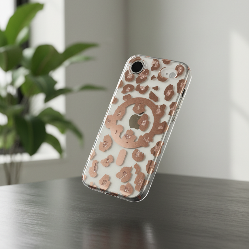iPhone 17 Series : Chrome Leopard Print Case for Her
