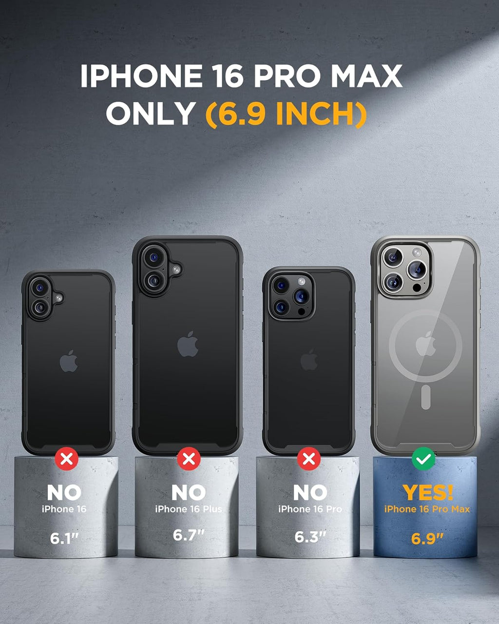 iPhone 16 Pro Max 360° Protection Case [TITANIUM] : Front Screen + Back Cover + Camera Protector