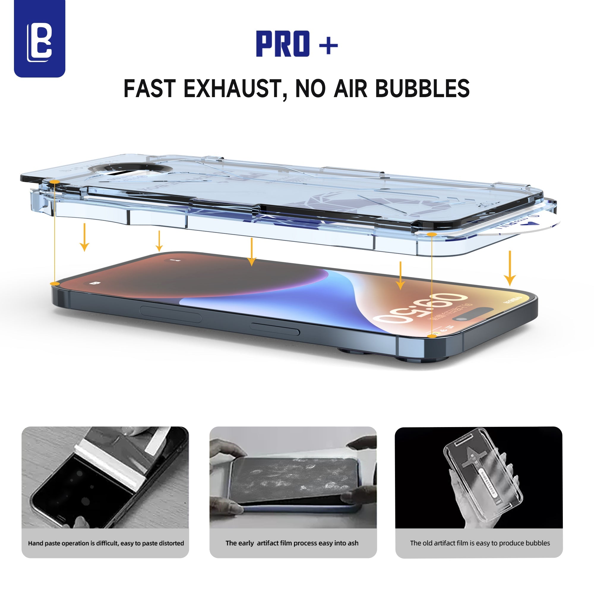 iPhone 15 Series PRO+ Dust-Free Box 9H Screen Protector