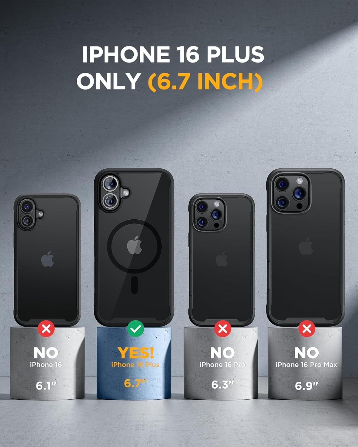 iPhone 16 Plus 360° Protection Case [BLACK] : Front Screen + Back Cover + Camera Protector