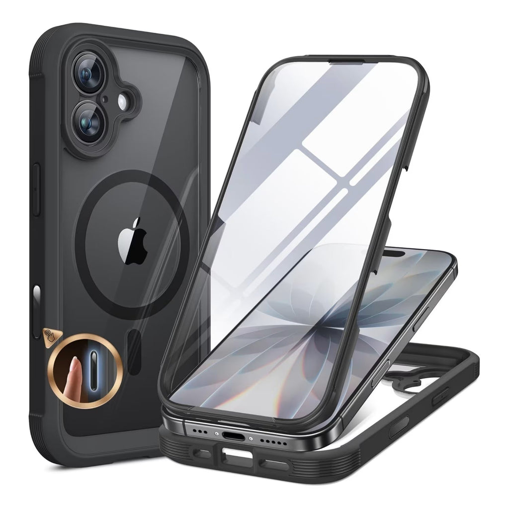 iPhone 17 360° Protection Case [BLACK] : Front Screen + Back Cover + Camera Protection Inbuilt