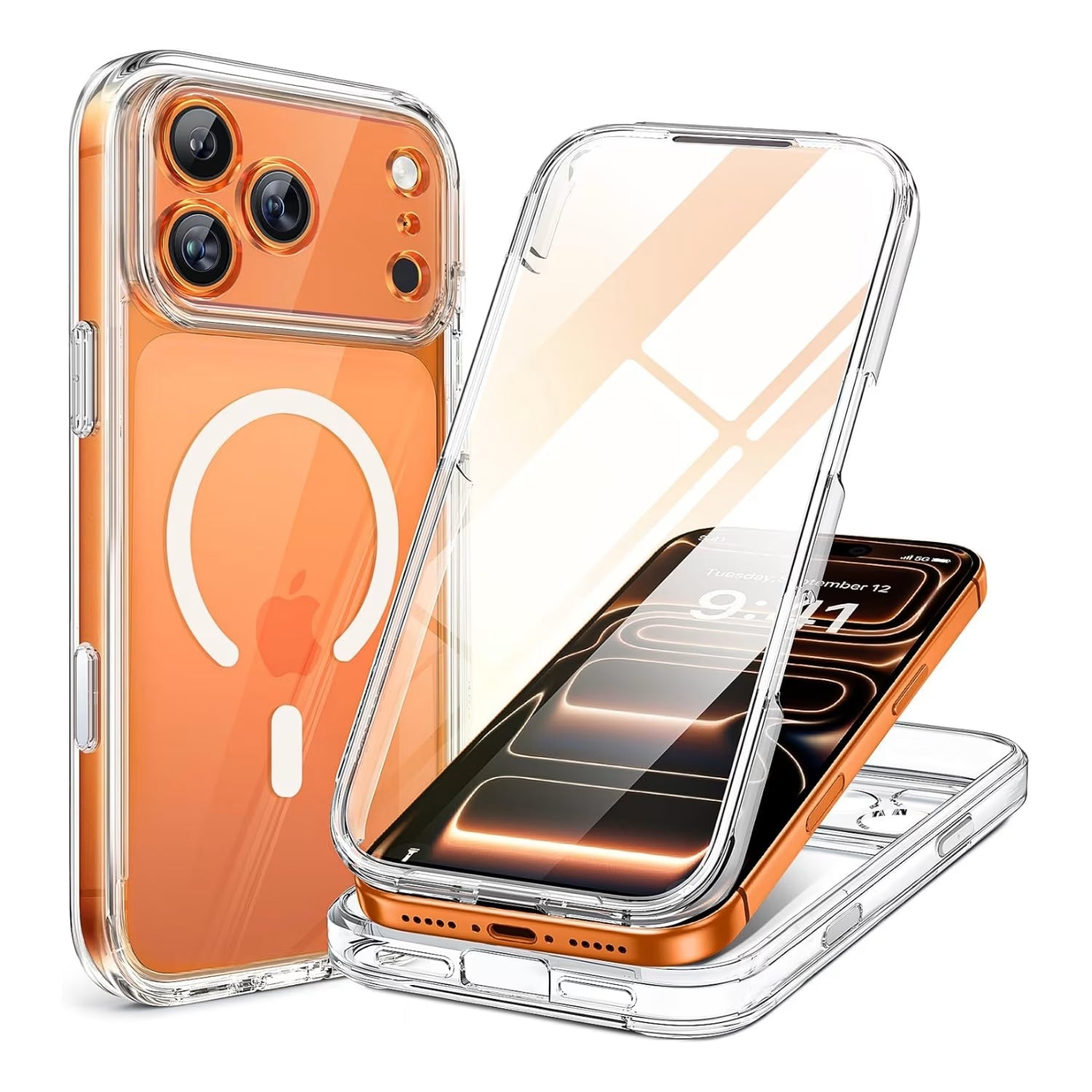iPhone 17 Pro 360° Protection Case [CLEAR] : Front Screen + Back Cover + Camera Protection Inbuilt