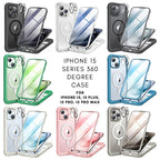 iPhone 15 Series 360° Protection Case : Front Screen + Back Cover + Camera Protector