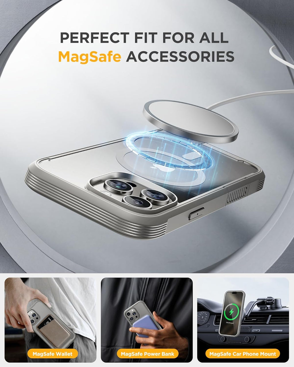 iPhone 16 Pro Max 360° Protection Case [TITANIUM] : Front Screen + Back Cover + Camera Protector