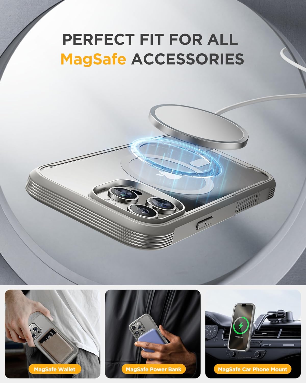 iPhone 16 Pro Max 360° Protection Case [TITANIUM] : Front Screen + Back Cover + Camera Protector