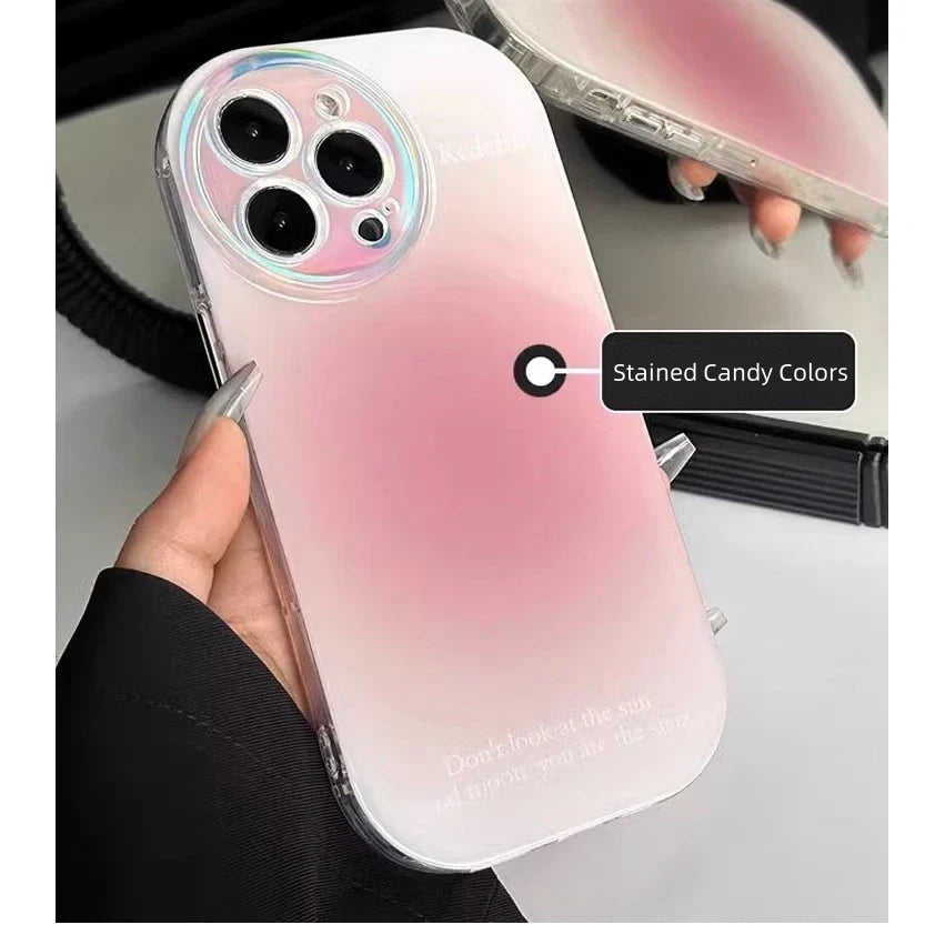 Candy Color Laser iPhone 17 Case – Shiny Gradient Frame & Glossy Protection