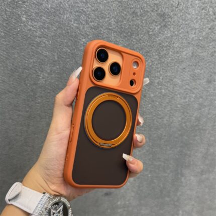 iPhone 17 Series Frosted Magnetic Rotating Stand Full Cover Case