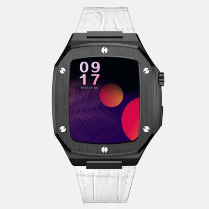 44MM Black Luxury Edition iWatch Case: Leather Strap