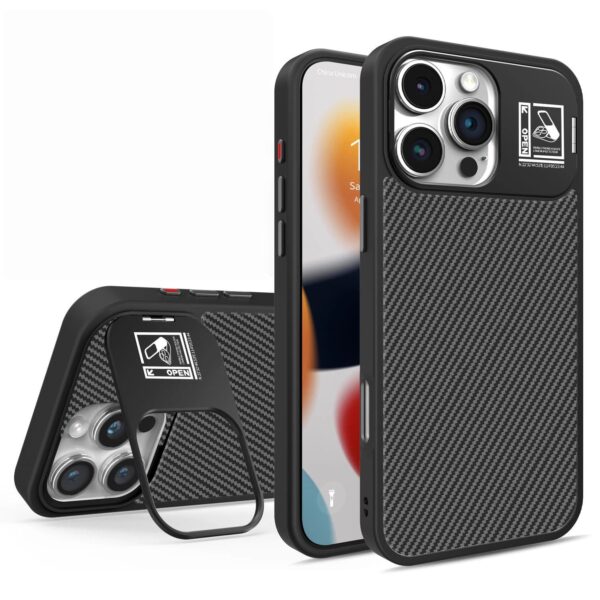 Carbon Fiber Texture Drop-proof Protective Case With Lens Holder