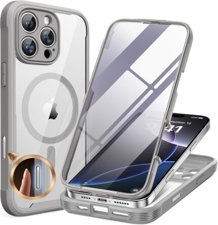 iPhone 16 Pro 360° Protection Case [TITANIUM] : Front Screen + Back Cover + Camera Protector