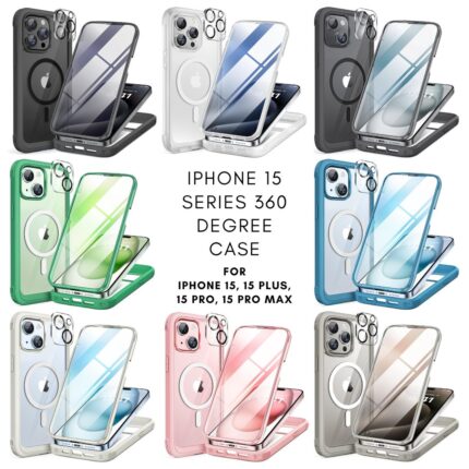 iPhone 15 Series 360° Protection Case : Front Screen + Back Cover + Camera Protector